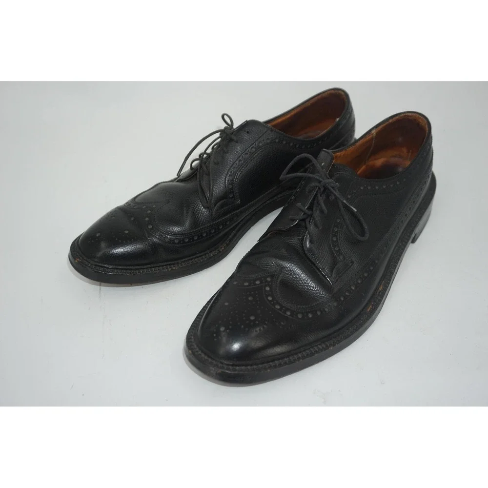 GH Bass Monograms Shoes Black Leather Wingtip Brogue‎ Oxford Men's Size 12A